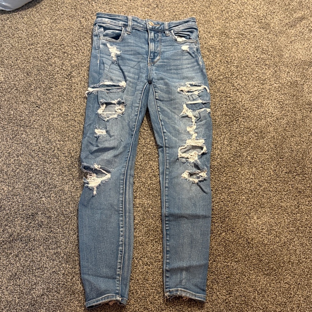 American Eagle Outfitters Next Level Stretch Super High Rise Jeggings - Blue